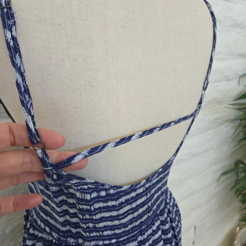 ROXY Dress Medium Blue White Sundress Cover Up Womens Mini Summer Short - Picture 9 of 10